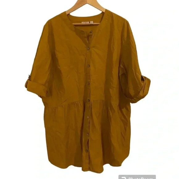 LOGO By Lori Goldstein 100% Cotton Peplum Tunic - Picture 1 of 7